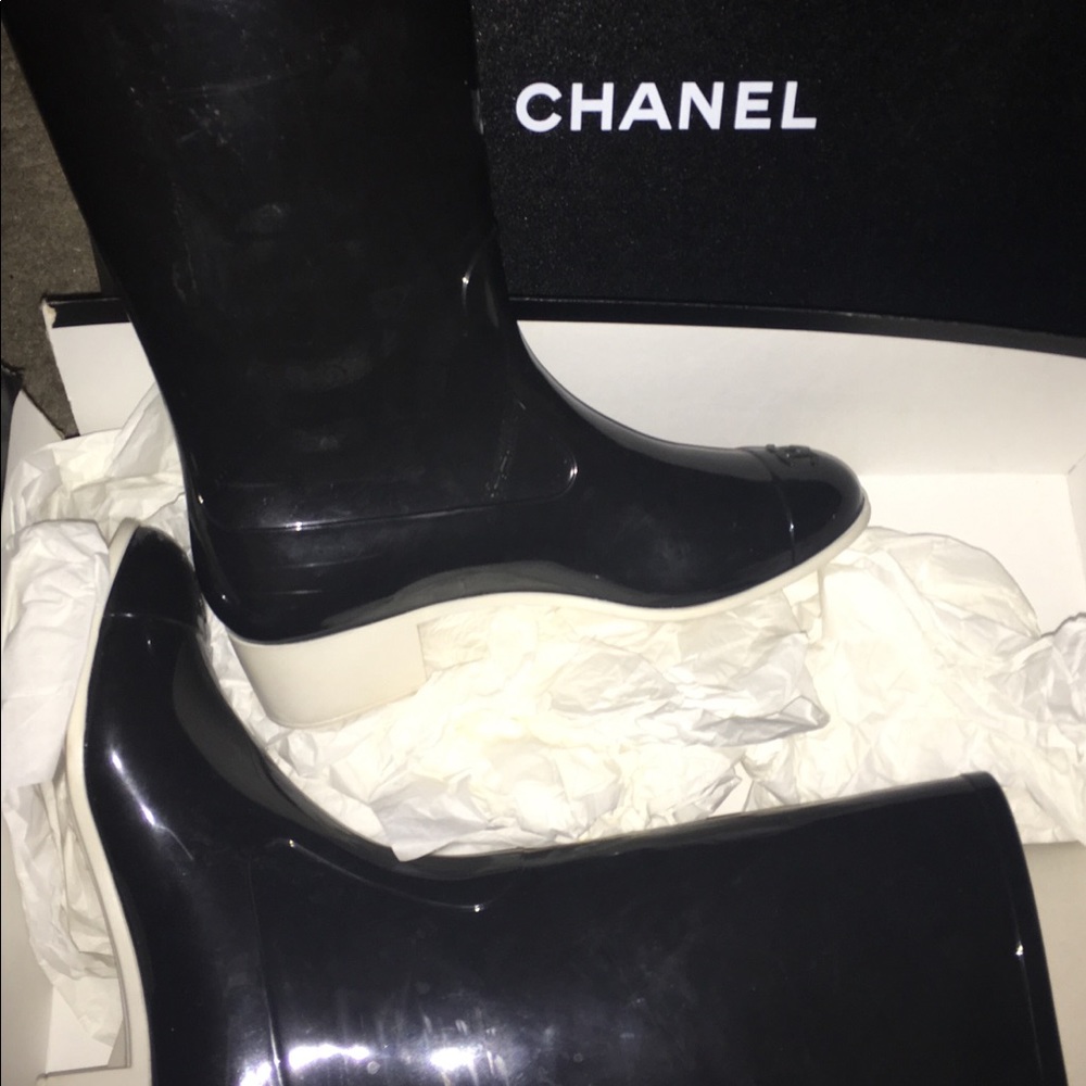 Chanel rain boots